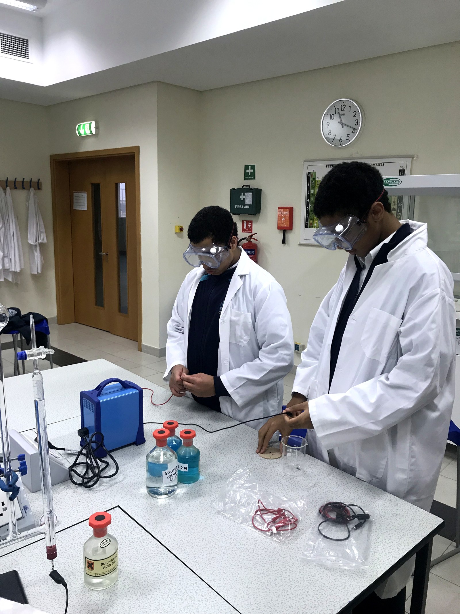Chemistry laboratory set up for a practical lesson