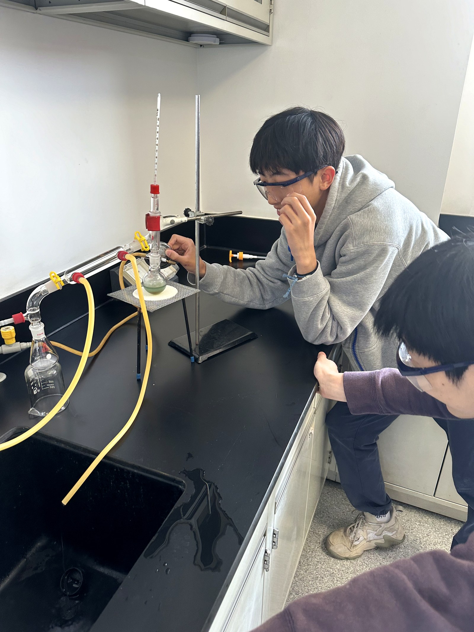 Close-up of a titration experiment