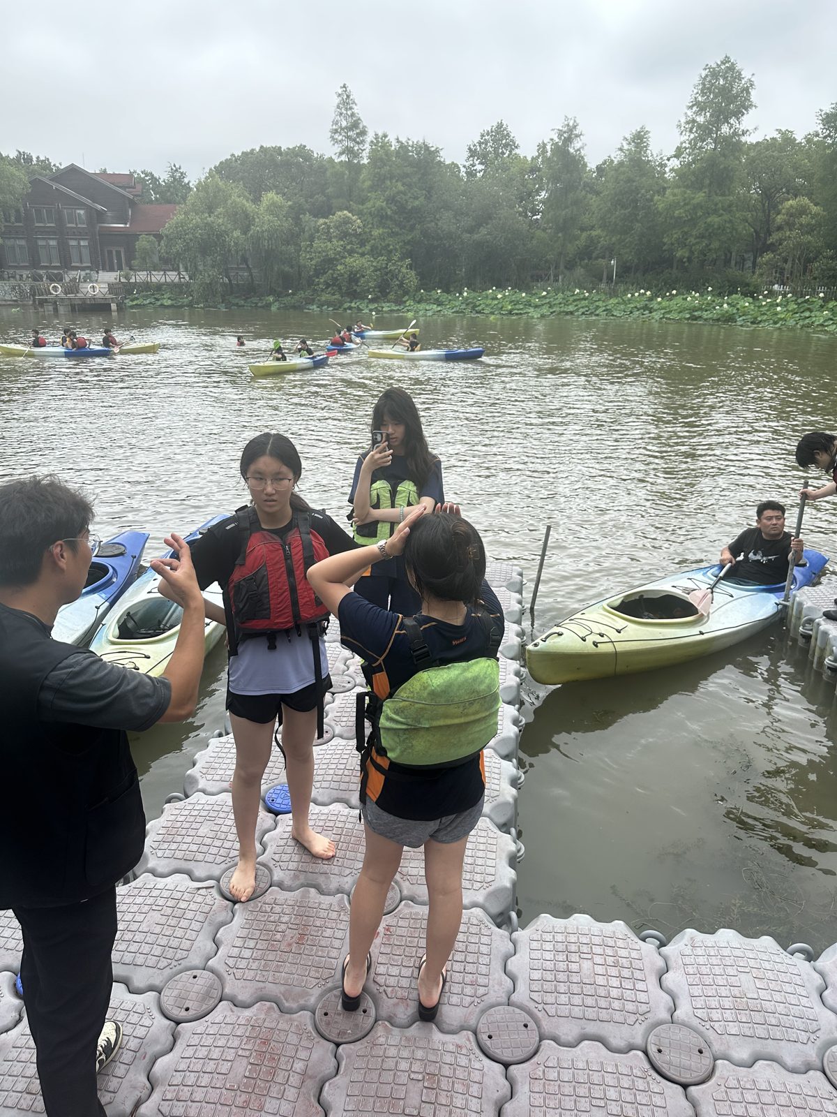 Students kayaking during an outdoor education programme