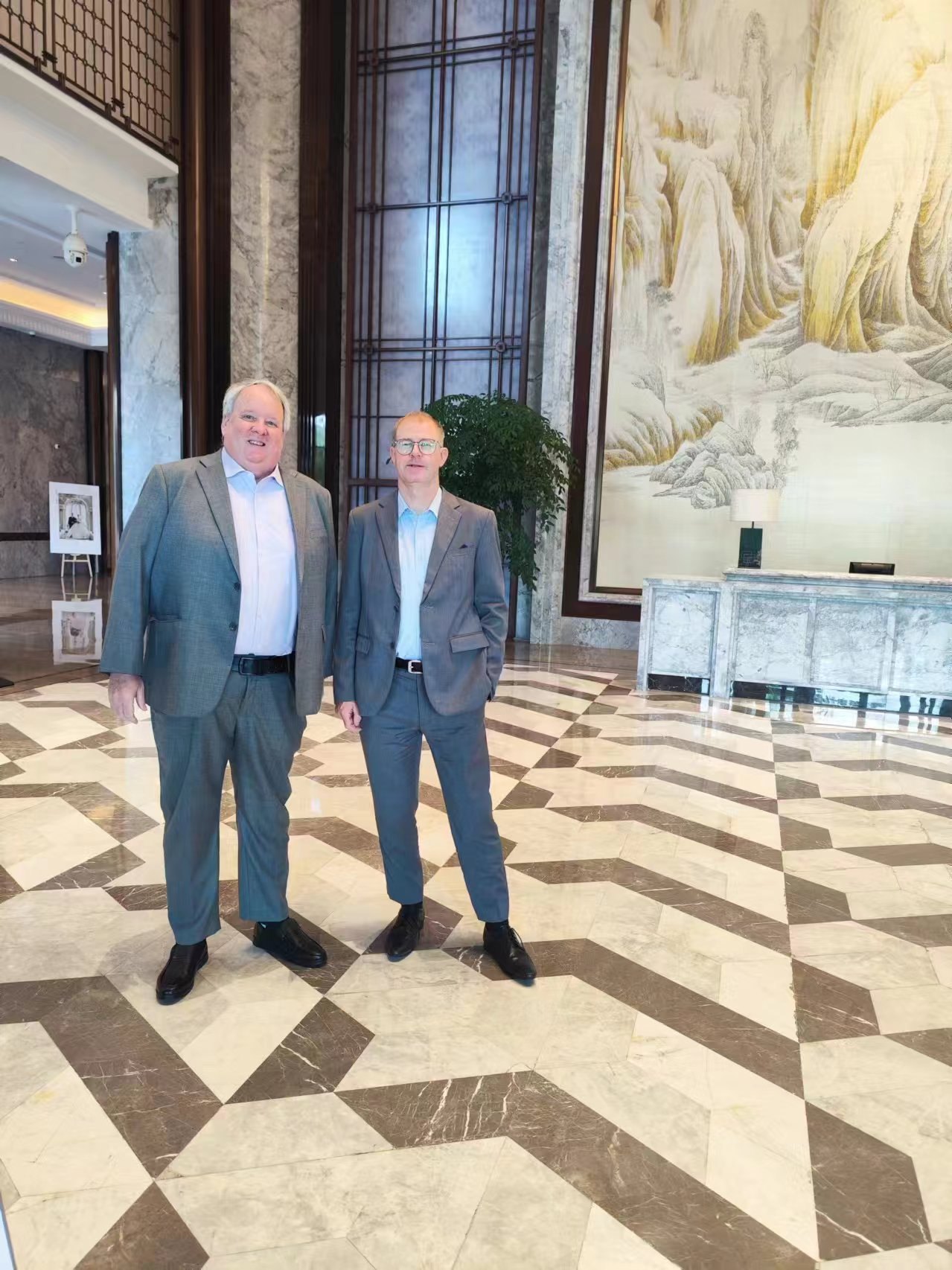 Meeting with an academic partner between programme sessions on a UK university visit.