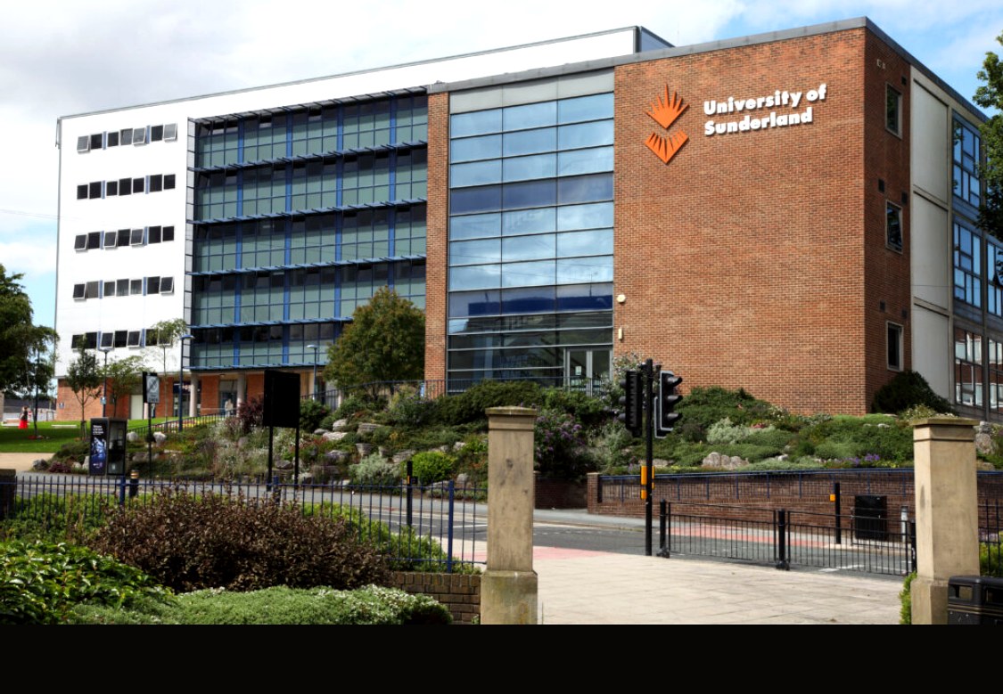 University of Sunderland's David Goldman building with the University brand